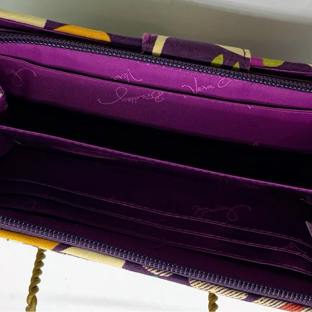 Vera Bradley Purple Quilted Floral Turnlock Wallet with Teal & Lime Accents Rare - Picture 5 of 7